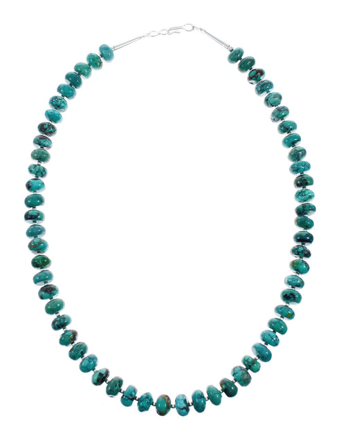 Turquoise Sterling Silver Native American Navajo Pendant Bead Necklace X10641